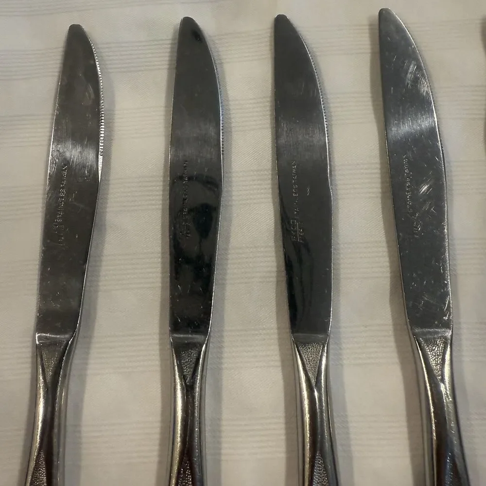 Ekco Eterna Rose Cotillion Stainless Flatware Knife Fork Spoon 13 Pieces Vintage